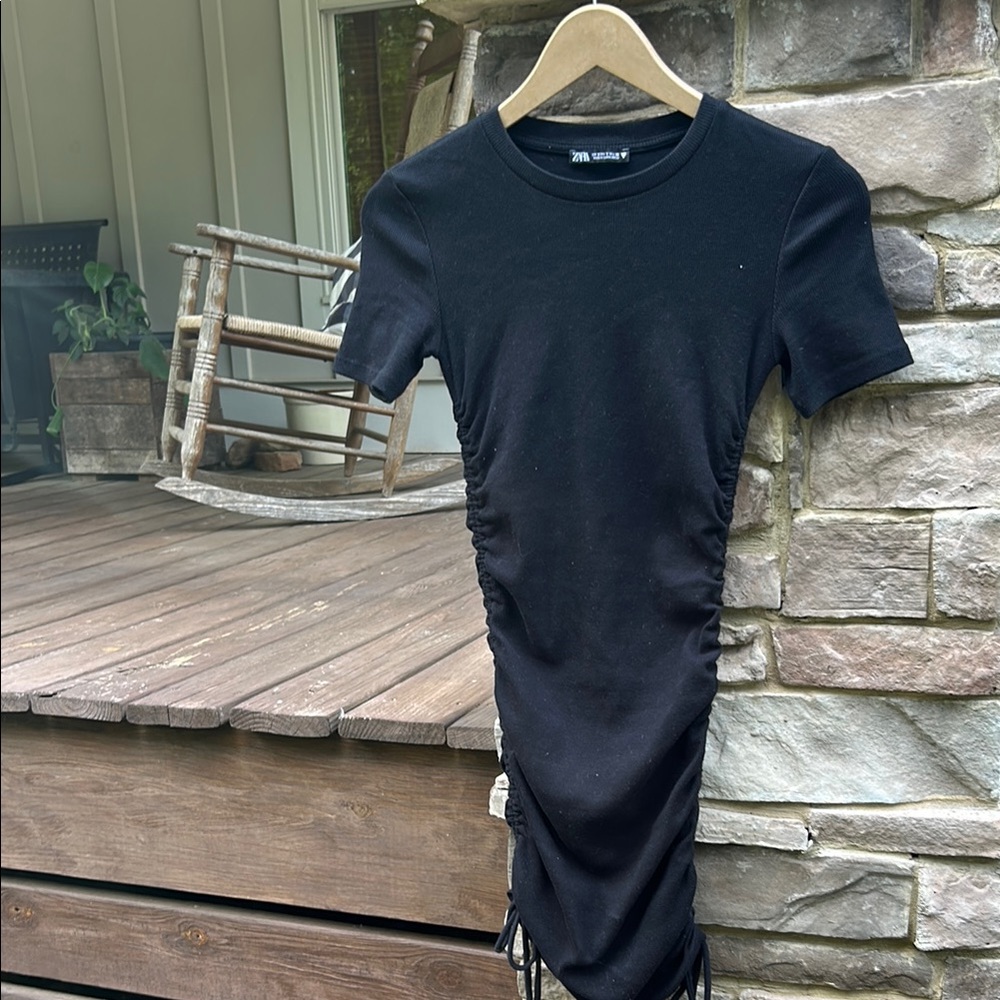 Zara Black Bodycon Mini Dress Short Sleeve Crew Neck